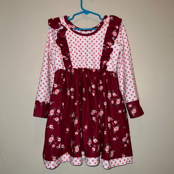 Jane + Jo Floral Polka Dot Ruffled Long Sleeve Dress - Picture 2 of 3